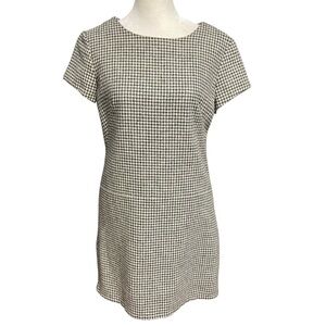 Gap Premium Grey Houndstooth Wool Blend Sheath Dress Size 4 Lined Preppy Fall